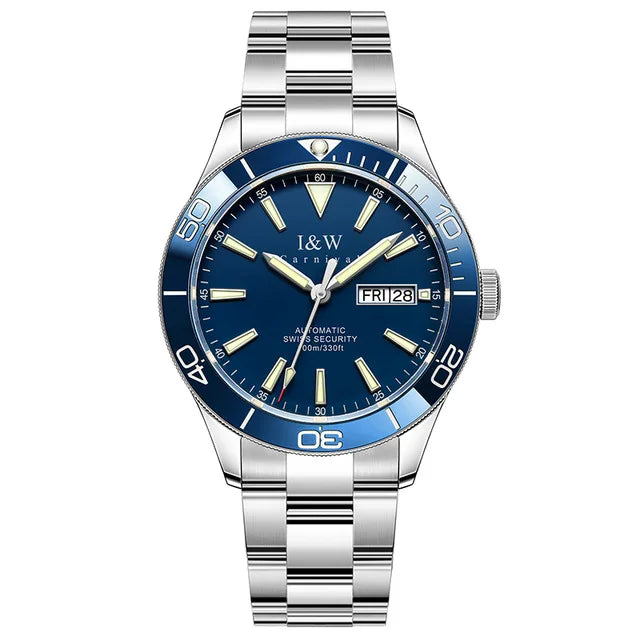 CARNIVAL Dive Watch Luxury Stainless Steel Sport Automatic Mechanical Wristwatch 100M Waterproof NH36 Clock for Men Reloj Hombre