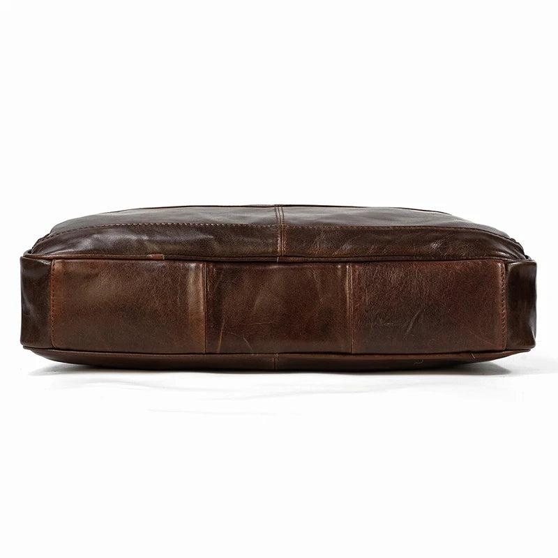 Men Briefcase Genuine Leather Laptop Bag 14 15.6" PC Doctor Lawyer Computer Bag Cowhide Male Briefcase Leather Men Business Bag