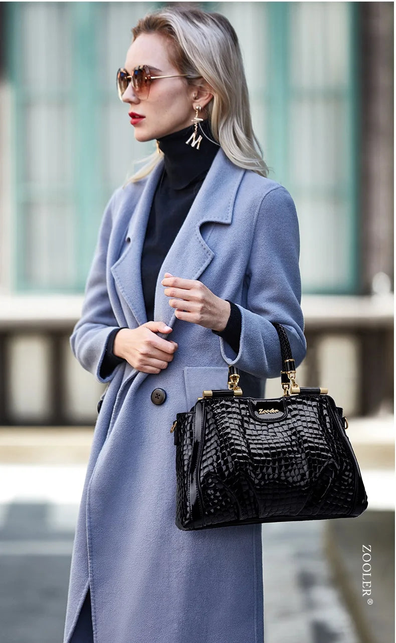 Hot Cow Skin Bag！ZOOLER Handmade Full Real Cow Leather Handbags Soft Skin Genuine Leather Bag Costly Women Fashion Bags #QS220