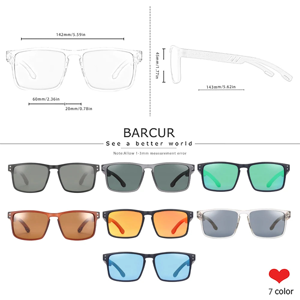 BARCUR Original Design Natural Wood Sunglasses Polarized Business Sun Glasses for Men Eyewear Square Luxury Brand Eyewear