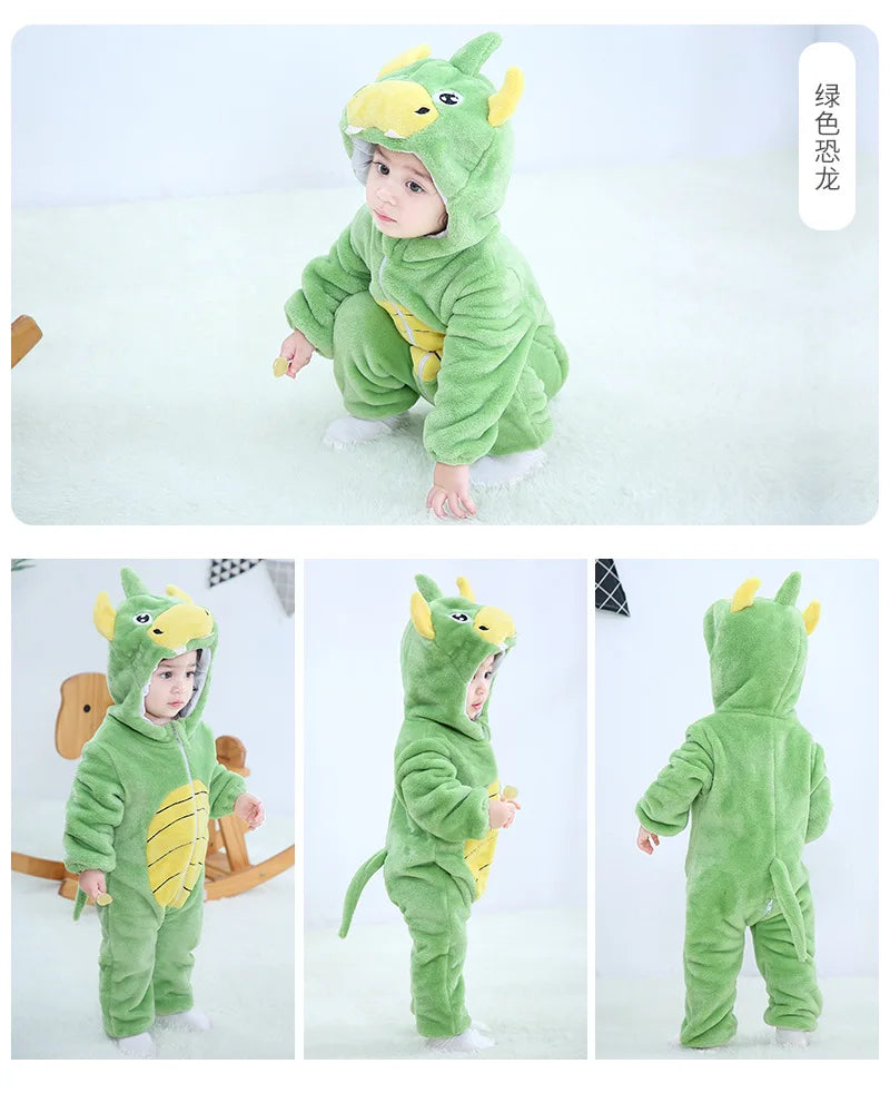 Adorable Animal Cartoon Baby Winter Rompers