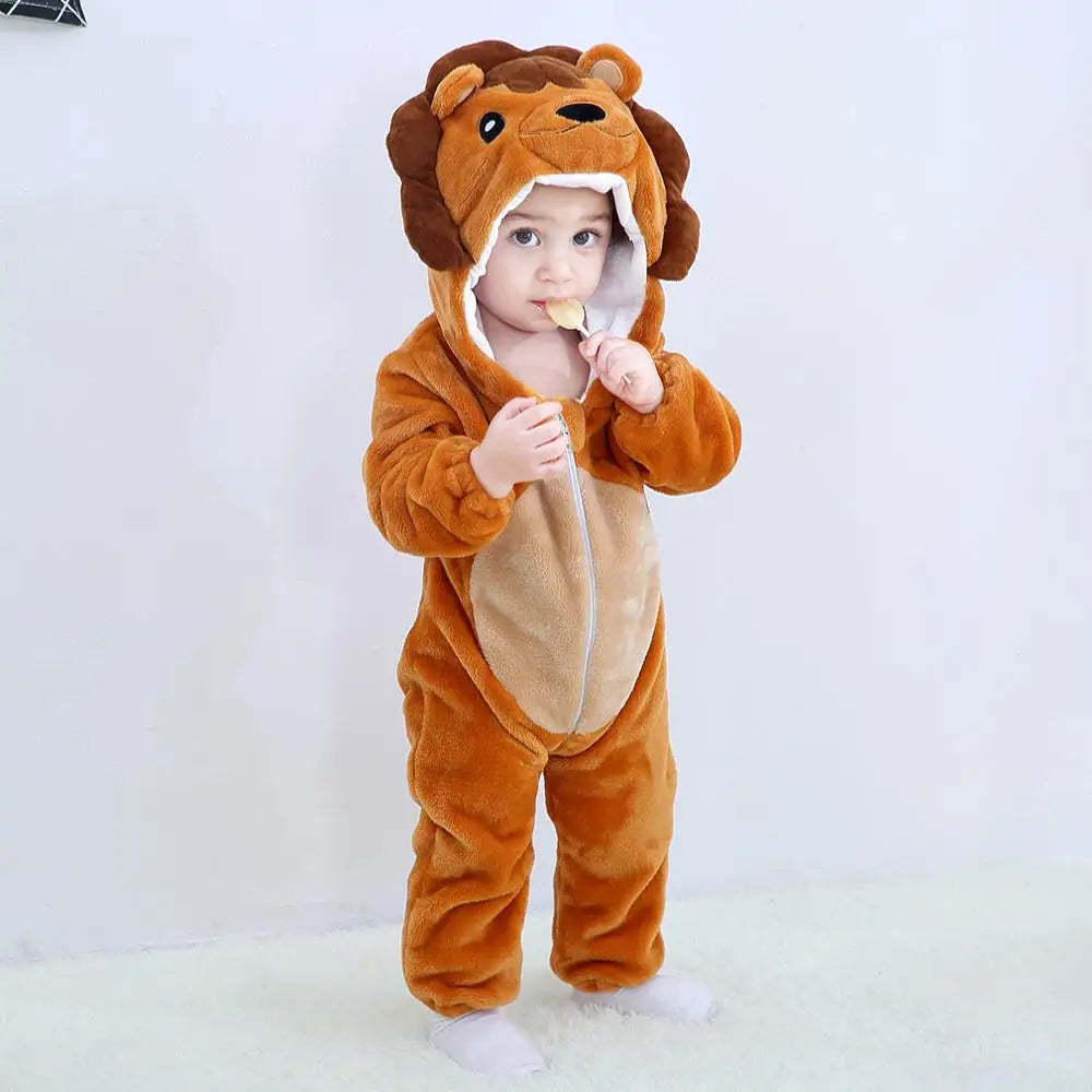 Adorable Animal Cartoon Baby Winter Rompers