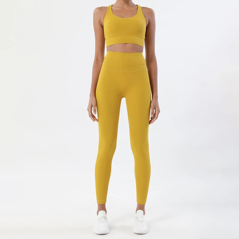 Women's Yoga Set with Sports Bra & High-Waist Leggings