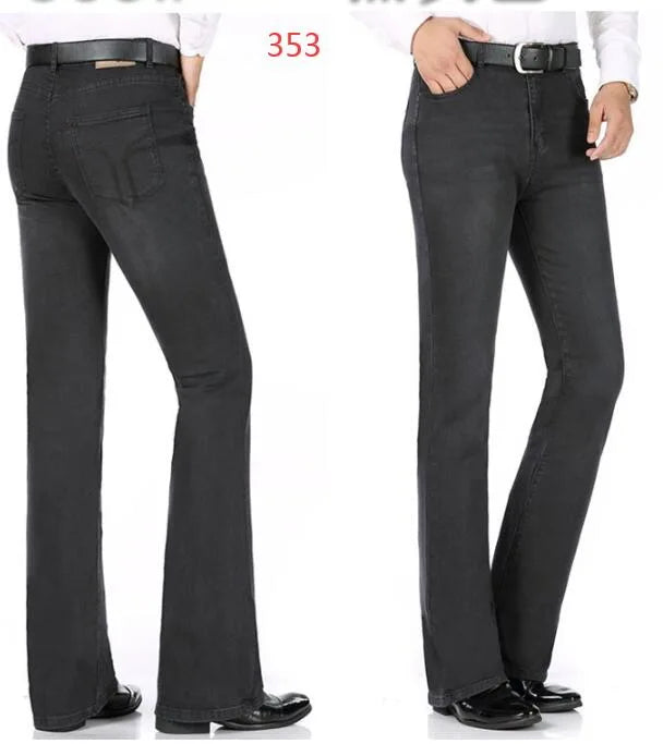 Men's Mid-Rise Flare Jeans | Slim Fit Denim Trousers