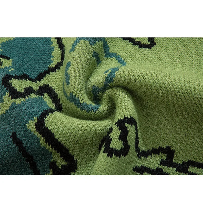 Men’s Harajuku Dinosaur Knitted Sweater