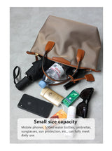 Zipper Tote Bags For Women Nylon With Real Leather Handbag High Quality Single Shoulder Bag