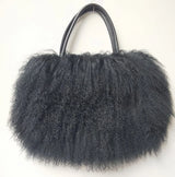 Winter Real Mongolia Lamb Fur Handbag Women Casual Tibet Long Hair Natural Fur Shoulder Bag Genuine Tote Bags Femme
