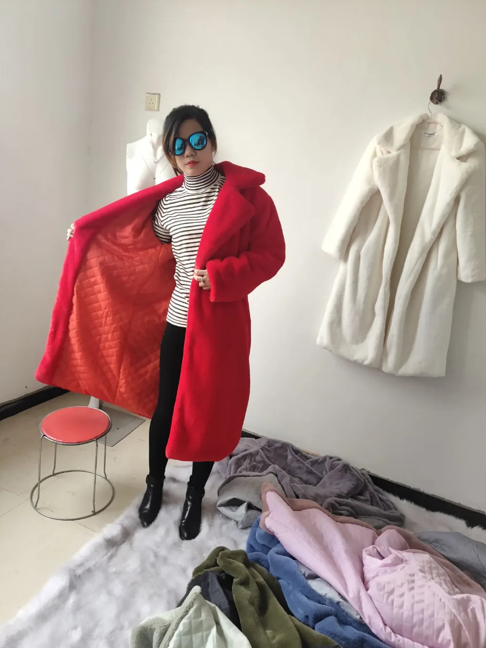 Luxury Faux Rabbit Fur Winter Overcoat