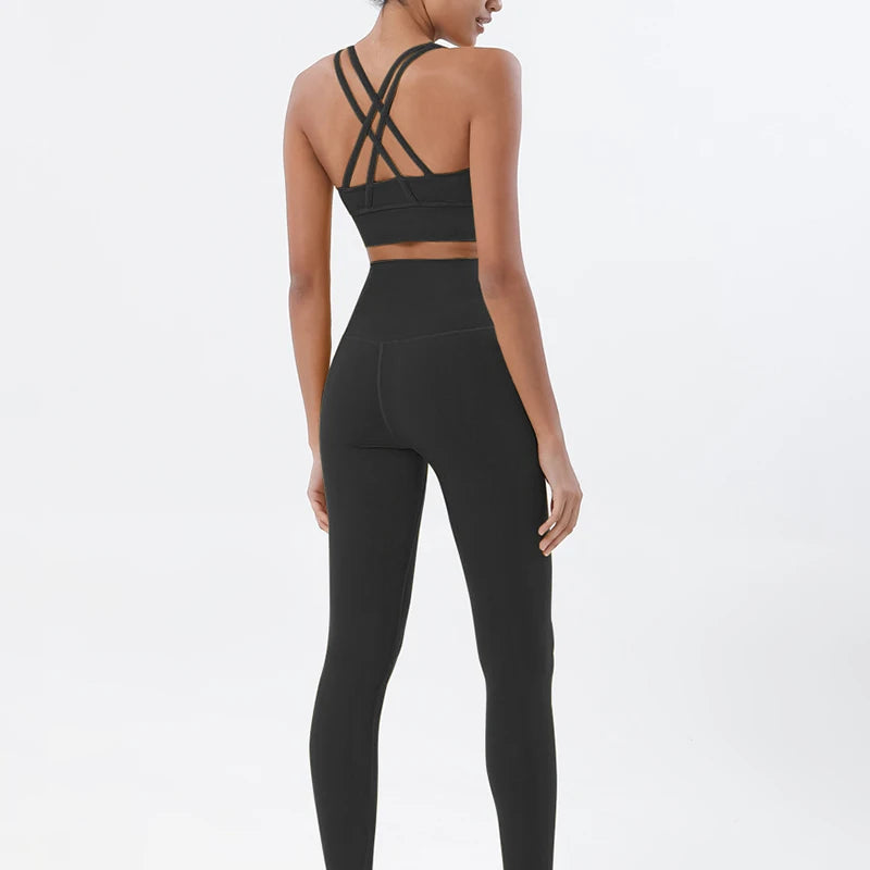 Women's Yoga Set with Sports Bra & High-Waist Leggings