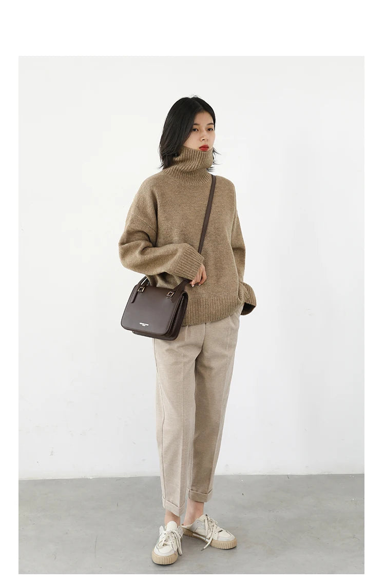 Women's Relaxed Mock Neck Knit Sweater