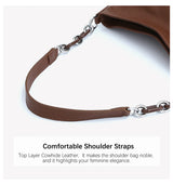 Zency Soft Cowhide Leather Winter Women's Shoulder Bag Casual Commuter High Capacity Female Crossbody Handbag Vintage Shopper