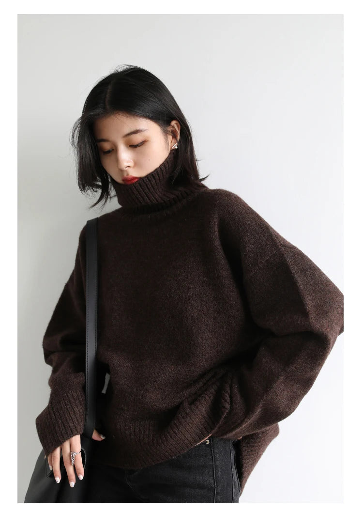 Women's Relaxed Mock Neck Knit Sweater