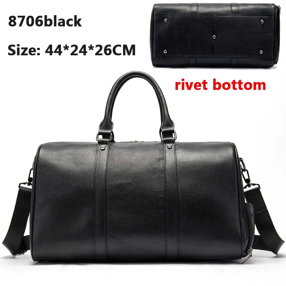 WESTAL Men's Travel Bags Hand Luggage Genuine Leather Duffle Bags Leather Luggage Travel Bag Suitcases Handbags big/Weekend Bag