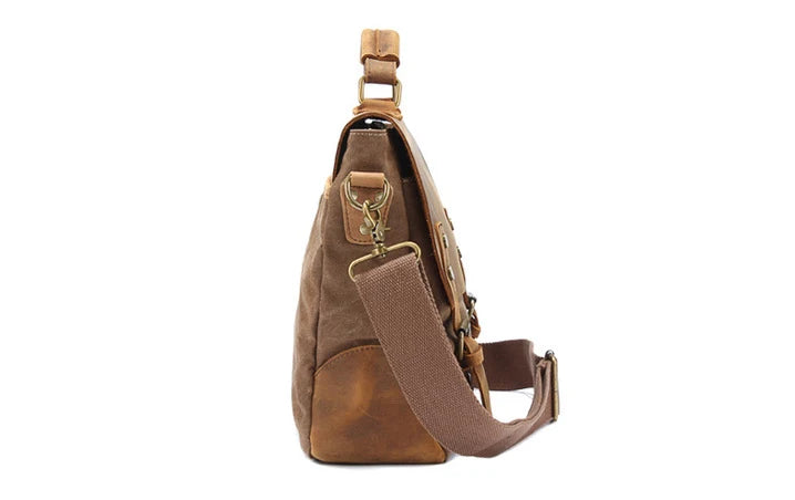 Vintage Leather + Canvas men briefcase Business bag Portfolio men office bag male canvas briefcase attache case document tote