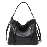 ZENCY New Handbag Luxury Genuine Leather Bag for Women Shoulder Tote Crossbody Double Zipper Pocket Charming Red Hobo Bag