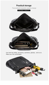 ZENCY New Handbag Luxury Genuine Leather Bag for Women Shoulder Tote Crossbody Double Zipper Pocket Charming Red Hobo Bag