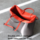 JAZZQ Reversible Genuine Leather Tote | First-Layer Cowhide