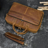 Men Briefcase Genuine Leather Laptop Bag 14 15.6" PC Doctor Lawyer Computer Bag Cowhide Male Briefcase Leather Men Business Bag