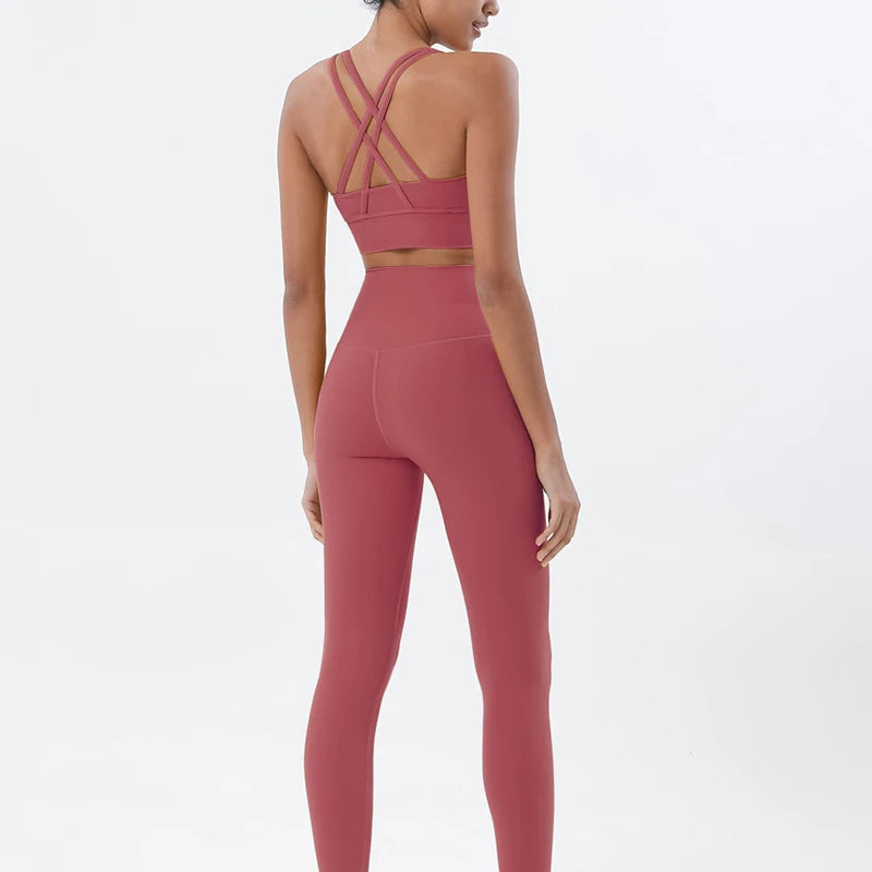 Women's Yoga Set with Sports Bra & High-Waist Leggings