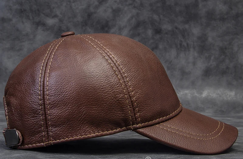 Men's Genuine Leather Baseball Cap | Eagle Print