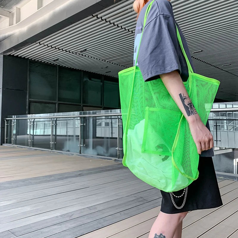 Women's Mesh Tote Bag for Beach & Shopping