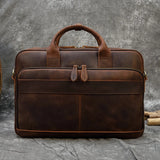 Men Briefcase Genuine Leather Laptop Bag 14 15.6" PC Doctor Lawyer Computer Bag Cowhide Male Briefcase Leather Men Business Bag