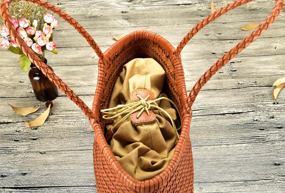 100% Natural Cowhide Weave Handbags Fashion Small Manual Hand Made Ladies Woven Handbag Exquisite Tote Dating Shopping Bags