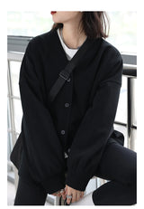 Women's Relaxed V-Neck Cotton-Blend Cardigan