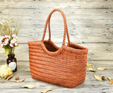 100% Natural Cowhide Weave Handbags Fashion Small Manual Hand Made Ladies Woven Handbag Exquisite Tote Dating Shopping Bags