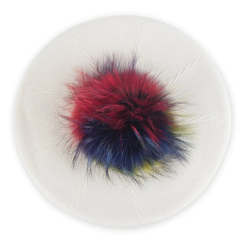 Women's Knit Beret with Oversized Pom Pom | Geebro