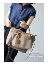 Zipper Tote Bags For Women Nylon With Real Leather Handbag High Quality Single Shoulder Bag