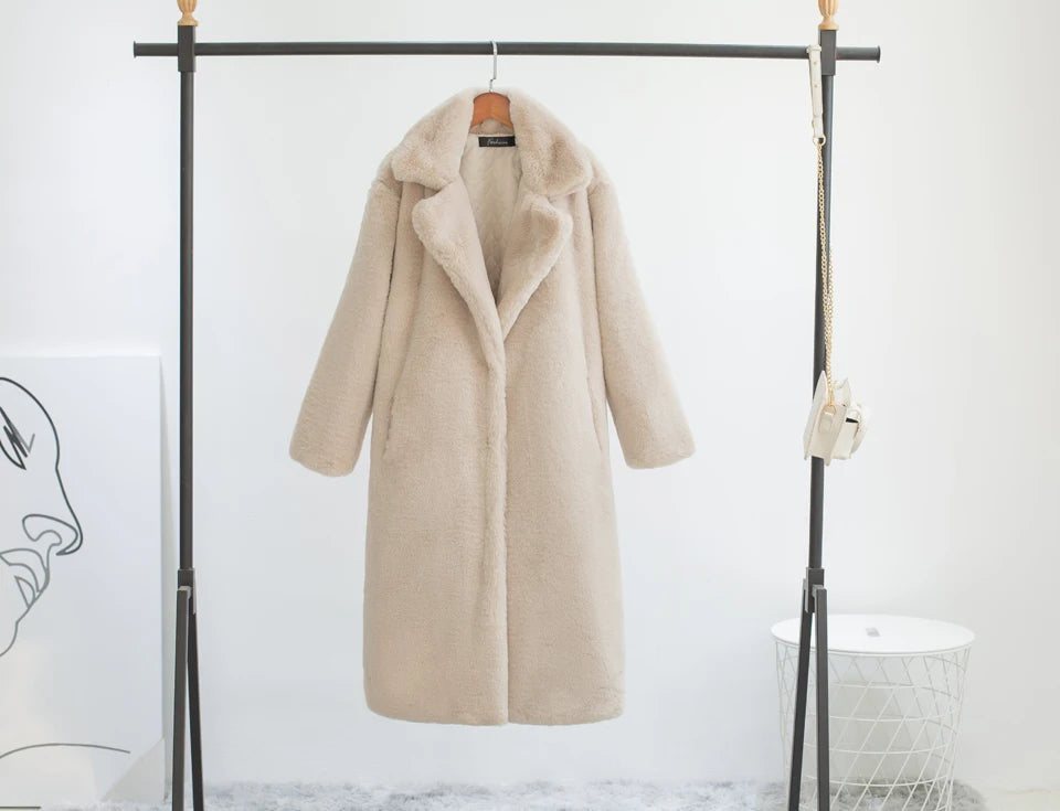 Luxury Faux Rabbit Fur Winter Overcoat