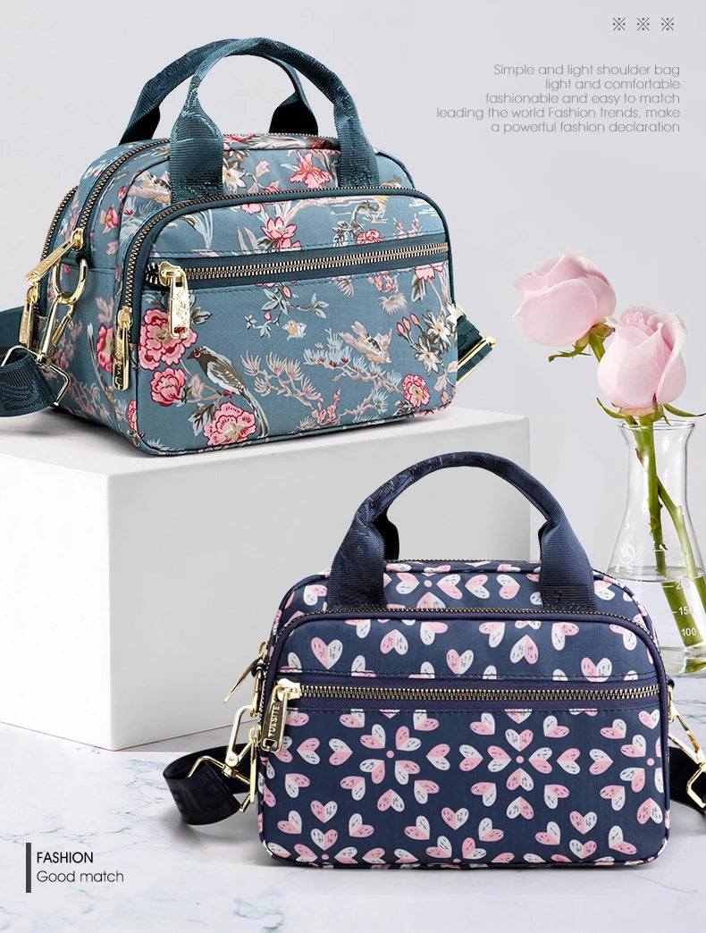 Women's Floral Nylon Crossbody Shoulder Bag