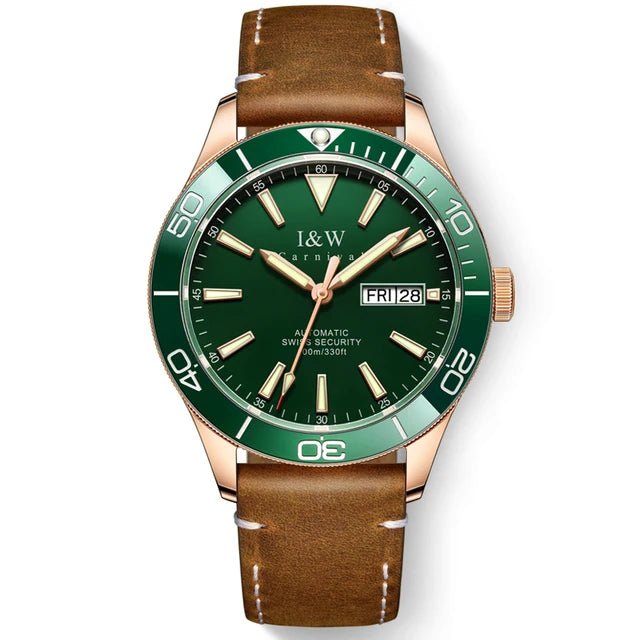 CARNIVAL Dive Watch Luxury Stainless Steel Sport Automatic Mechanical Wristwatch 100M Waterproof NH36 Clock for Men Reloj Hombre
