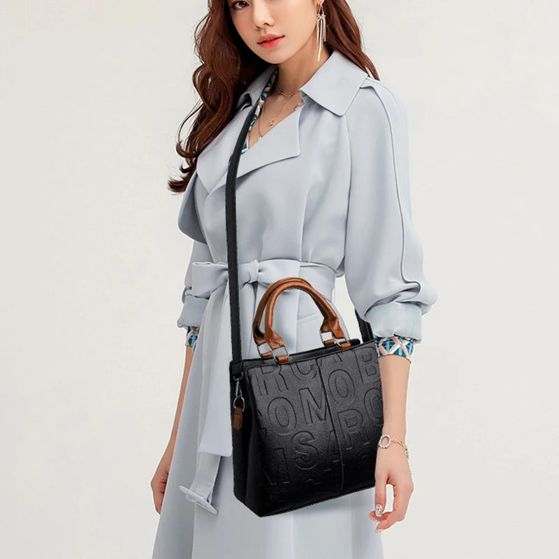 Luxury PU Leather Large Capacity Crossbody Bag – USA-Made Designer Women’s Travel Tote & Shoulder Satchel