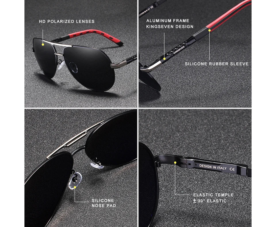 KINGSEVEN Vintage Polarized Pilot Sunglasses for Men