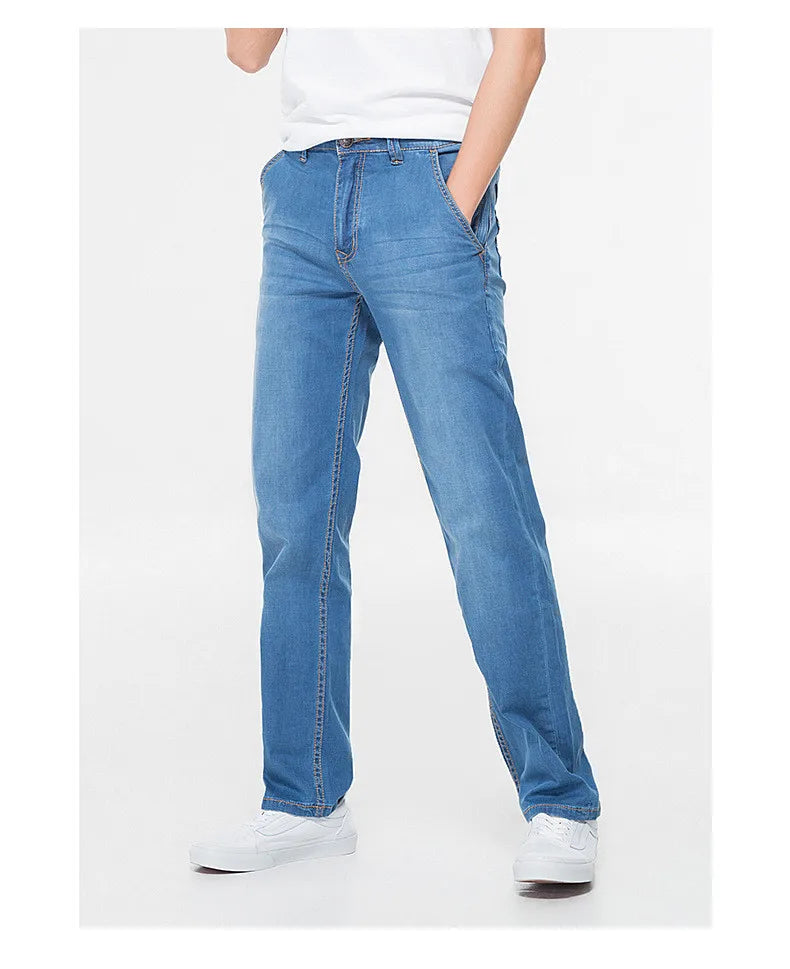 42 44 46 48 large size men's loose denim jeans autumn and winter brand clothing high quality anti-theft zipper pocket jeans