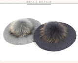 Women's Knit Beret with Oversized Pom Pom | Geebro