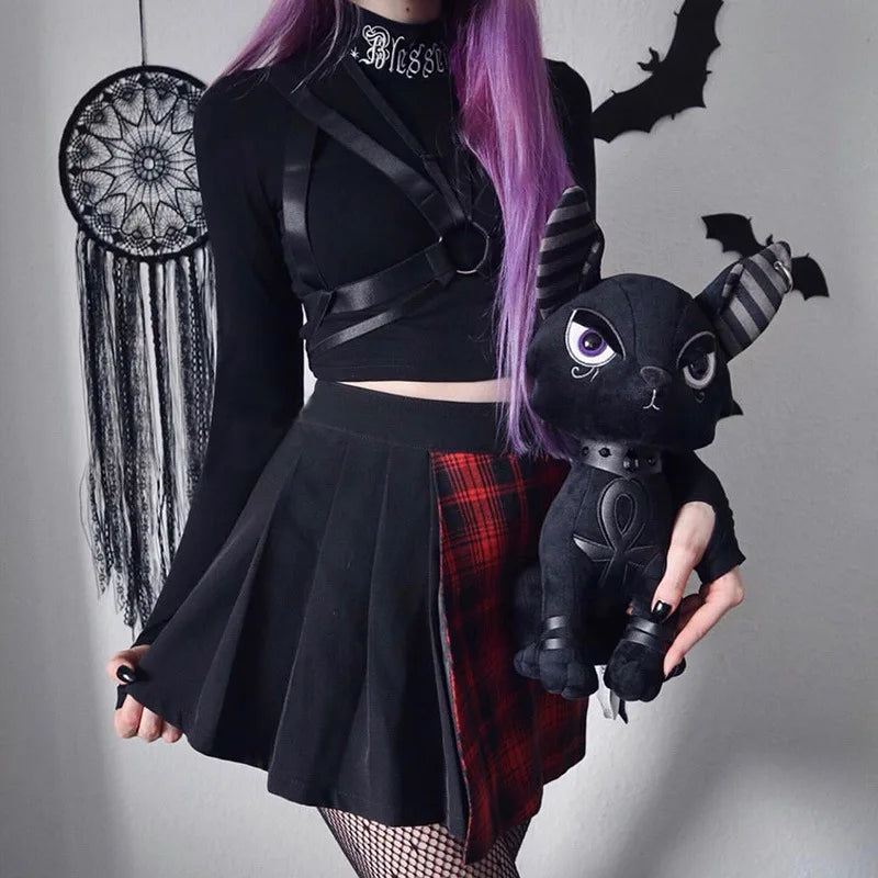 Gothic Letter Embroidery Crop Top
