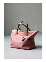 Zipper Tote Bags For Women Nylon With Real Leather Handbag High Quality Single Shoulder Bag
