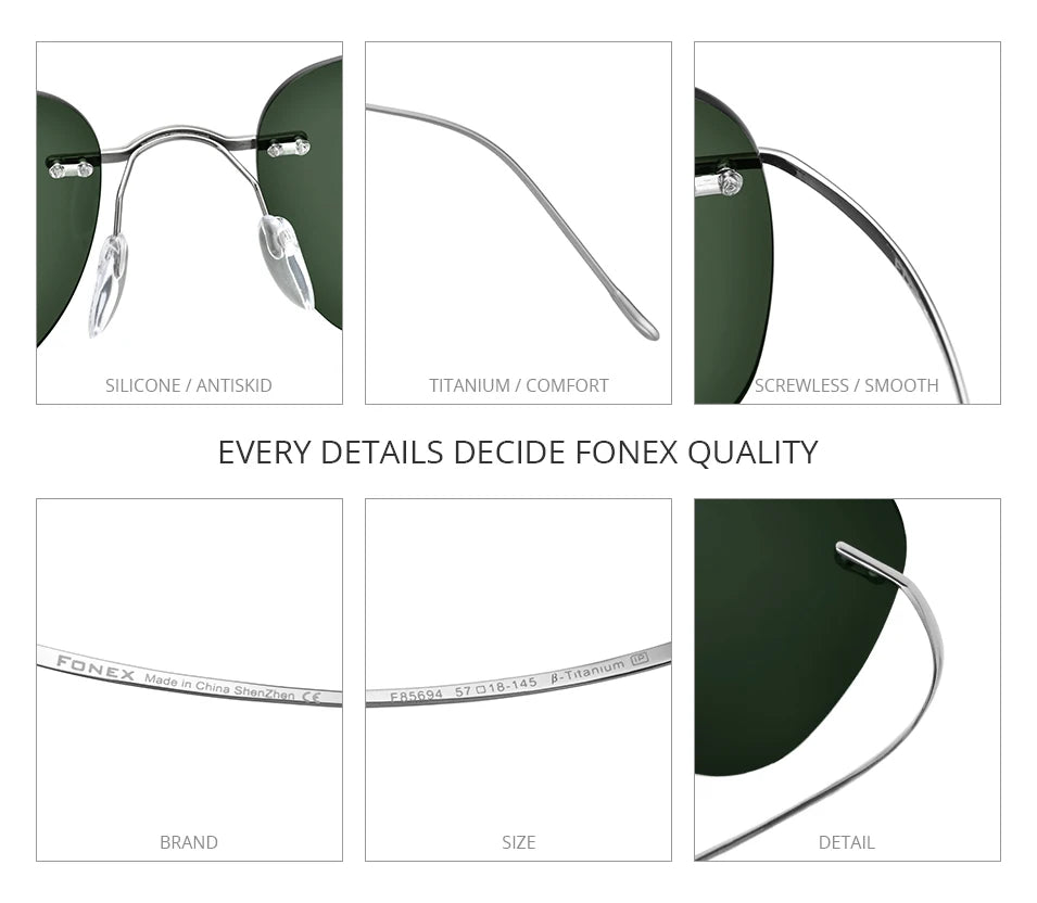FONEX Titanium Rimless Polarized Sunglasses – Ultralight