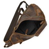 Single Shoulder Bagpack Genuine Leather Chest Bag Outdoor Riding Bag Chest Packs For Biker Men Male Sling Bags Cow Leather