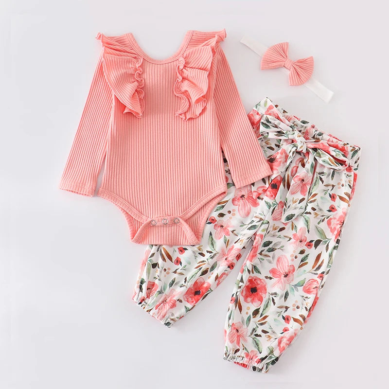 Baby Girl 3-Piece Outfit with Pants & Headband