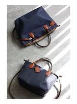 Zipper Tote Bags For Women Nylon With Real Leather Handbag High Quality Single Shoulder Bag