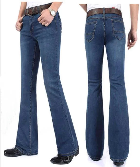 Men's Mid-Rise Flare Jeans | Slim Fit Denim Trousers