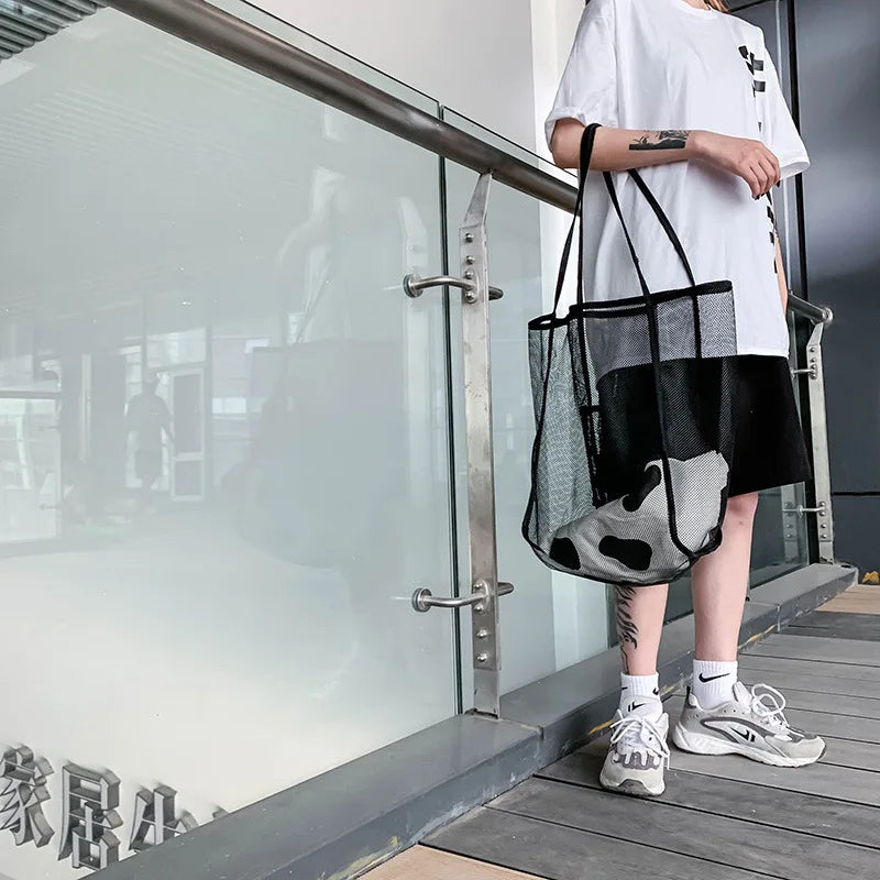Women's Mesh Tote Bag for Beach & Shopping