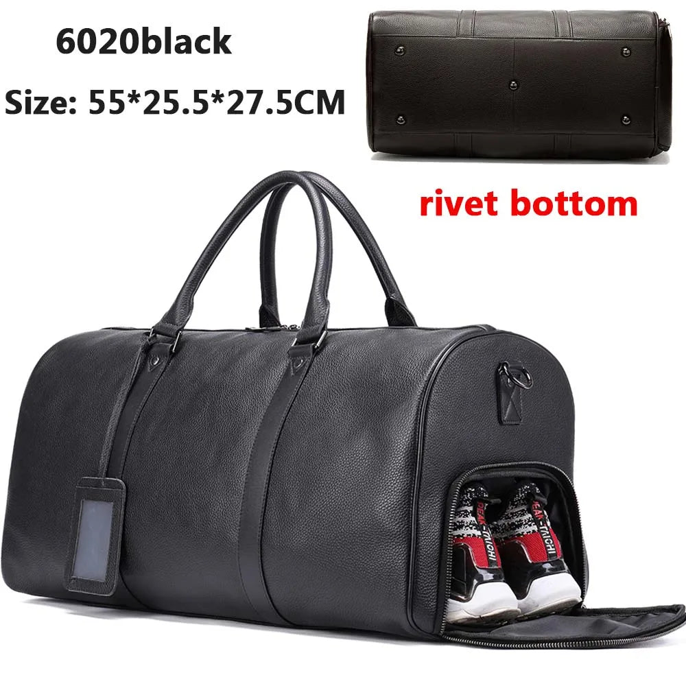 WESTAL Men's Travel Bags Hand Luggage Genuine Leather Duffle Bags Leather Luggage Travel Bag Suitcases Handbags big/Weekend Bag