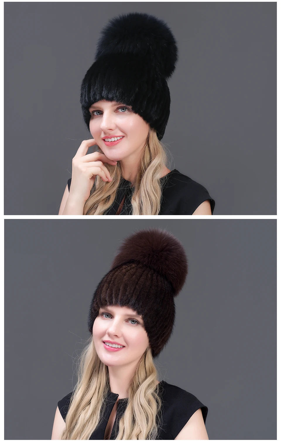 JERYAFUR Luxe Mink & Fox Fur Winter Hat for Women