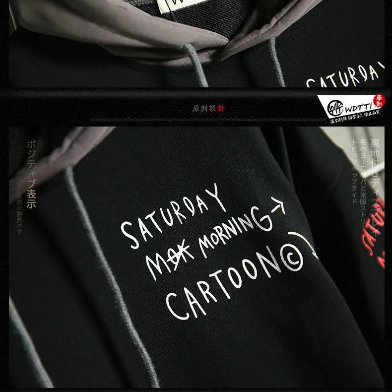 Men’s Retro Layered-Look Printed Hoodie