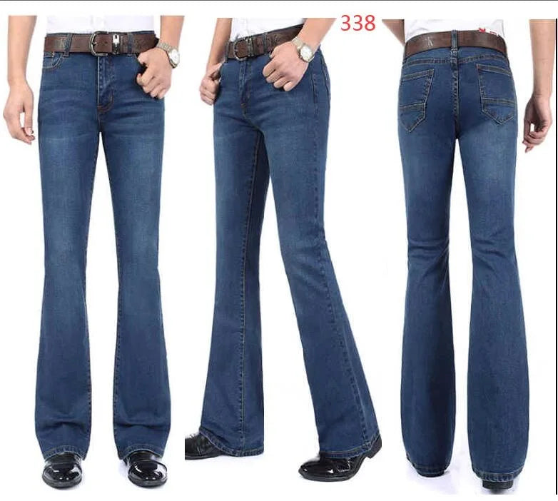 Men's Mid-Rise Flare Jeans | Slim Fit Denim Trousers